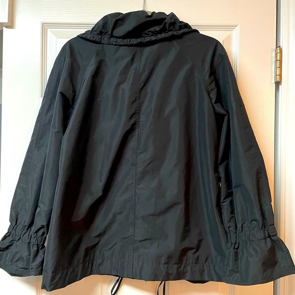 NWOT DKNY Black Zip Up Jacket Lightweight Silver Hardware Size XS oversized - Picture 2 of 6